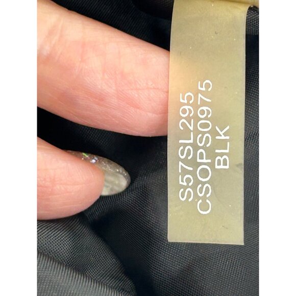 Calvin Klein Black Pencil Skirt 10 Faux Leather Tabs Back Slit Zip Career Party - Picture 7 of 12